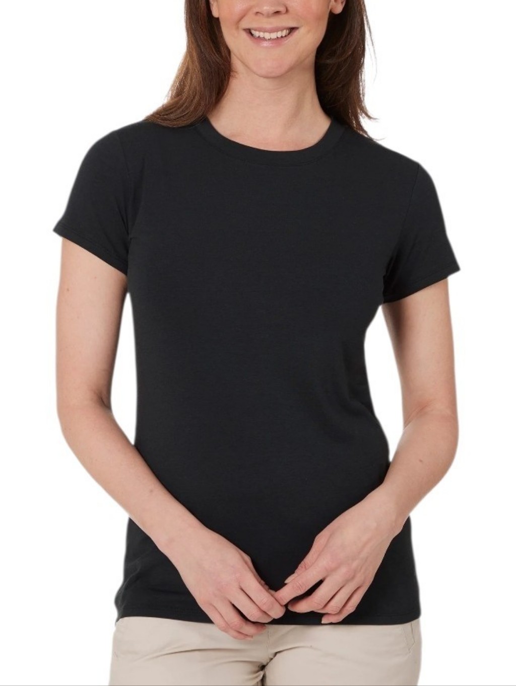 Scottevest Women's Black Traci Travel Tee Short Sleeve Crewneck Sz S Outdoors